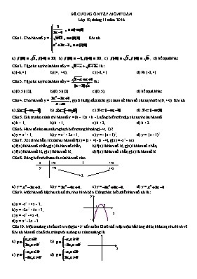 Đề cương ôn tập môn Toán 10 năm 2016